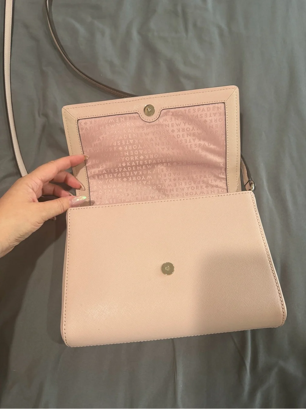 kate spade Pale Pink Leather Crossbody with Gold-Tone Accent